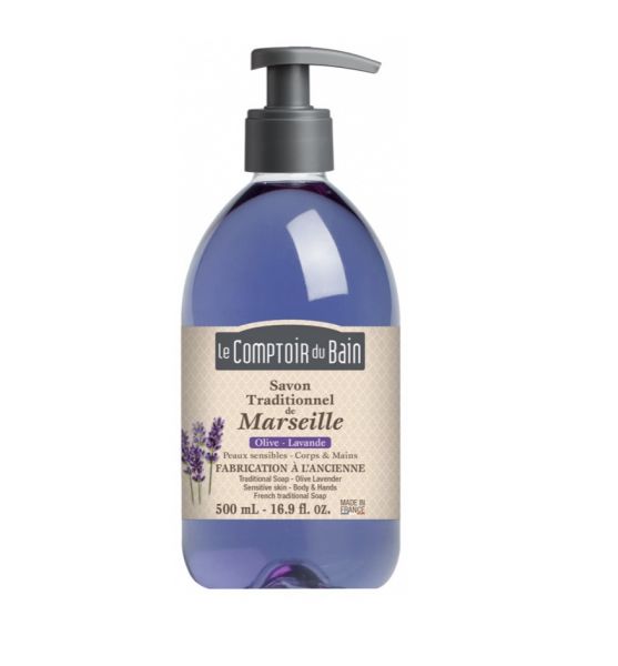 Handseife flüssig Traditionelle Seife aus Marseille Olive-Lavendel 500 ml